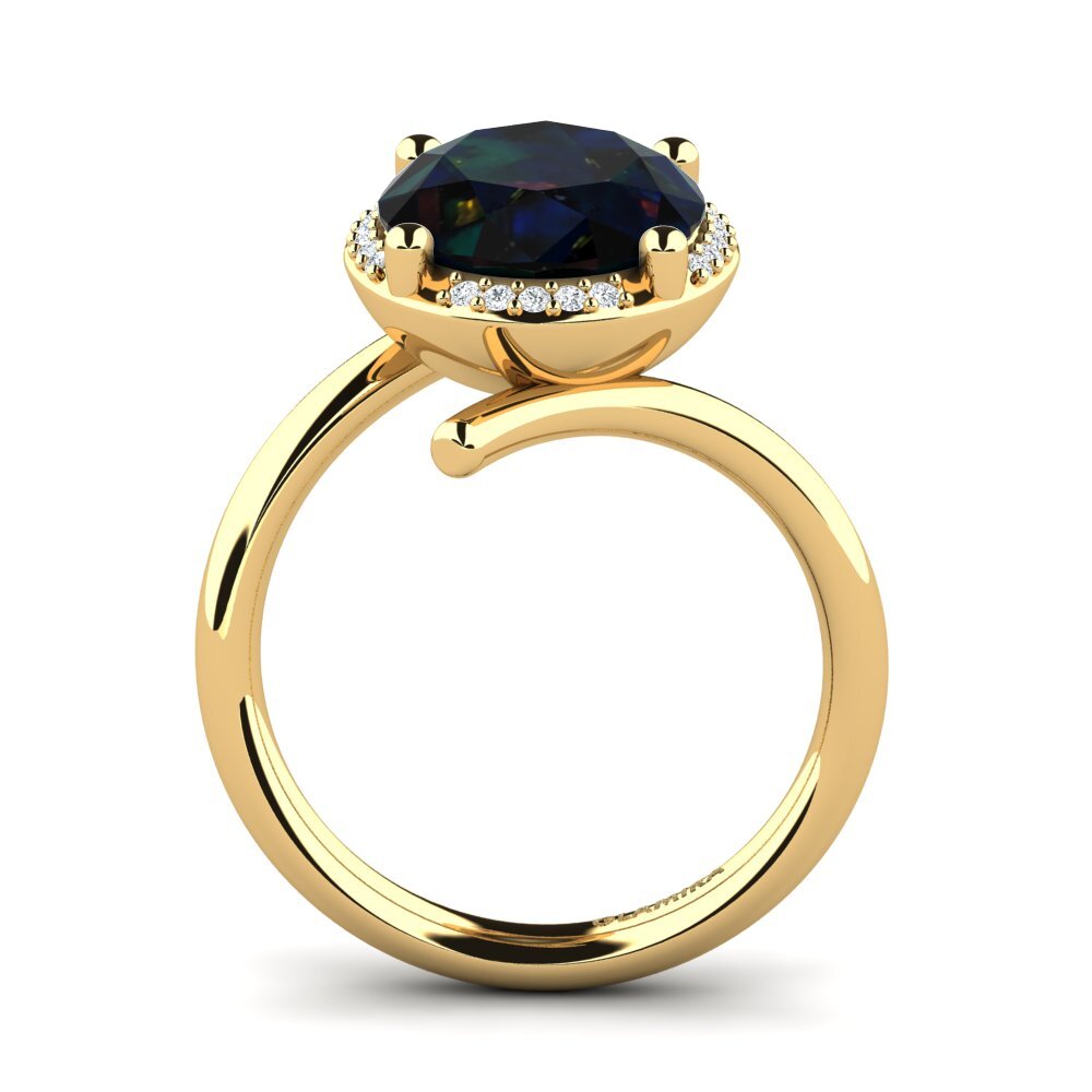 9ct Yellow Gold Black Opal Ring Marcette