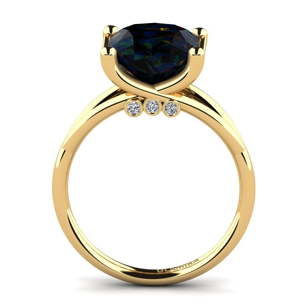 9ct Yellow Gold Black Opal Ring Marchita