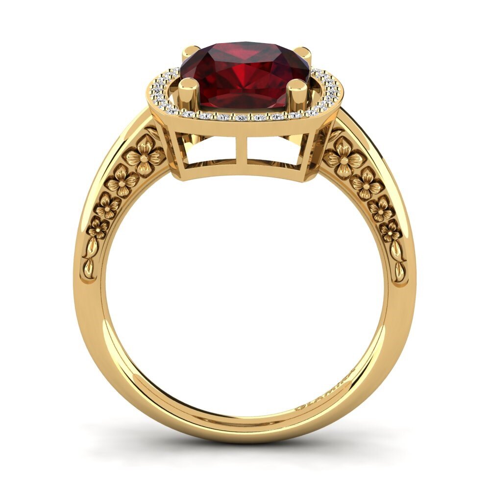 14k Oro Amarillo Granate Anillo de compromiso Marciane