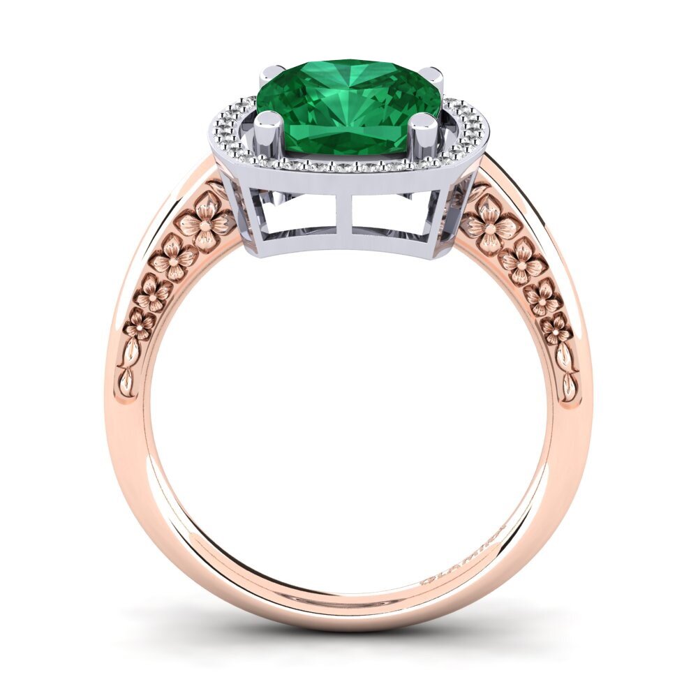 18ct Rose & White Gold Emerald (Lab Created) Engagement Ring Marciane
