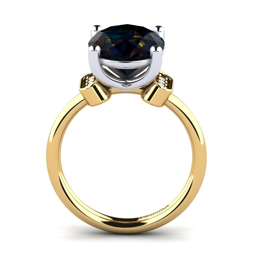 9ct Yellow & White Gold Black Opal Ring Marcisha