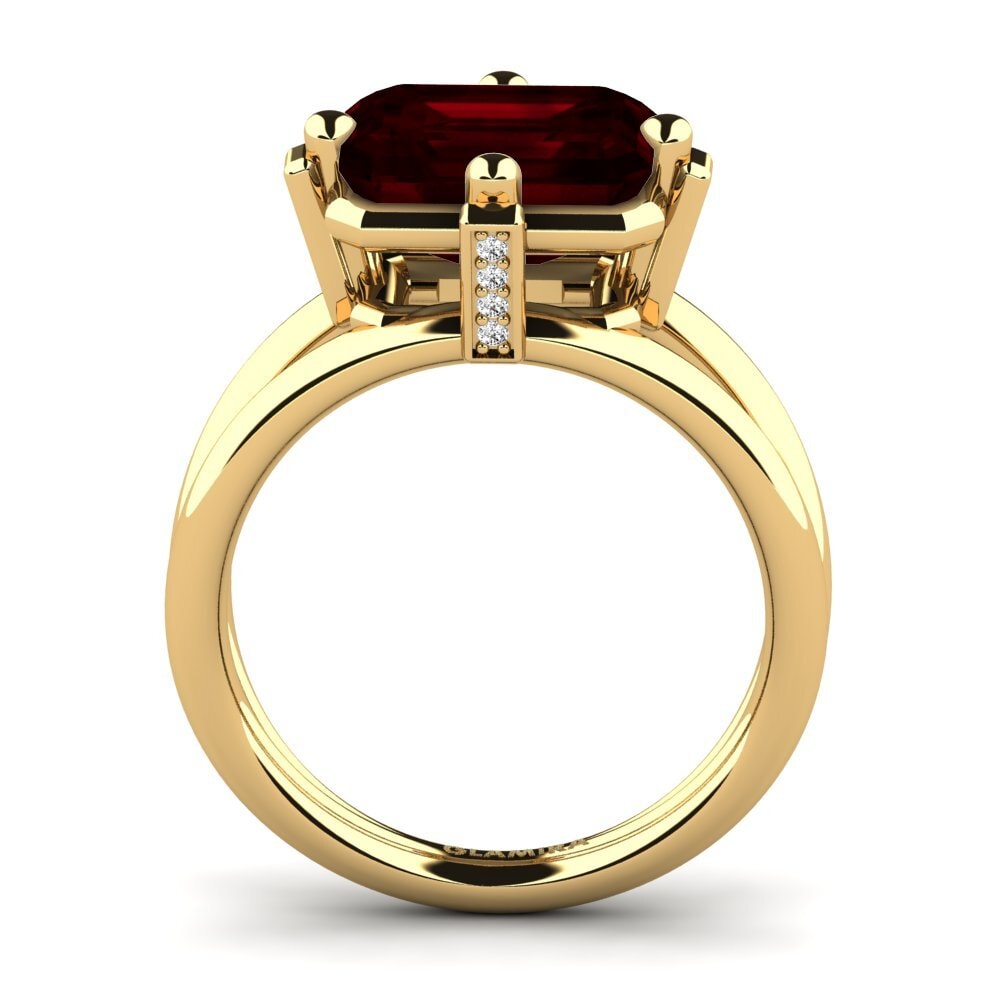 14k Oro Amarillo Granate Anillo de compromiso Margies