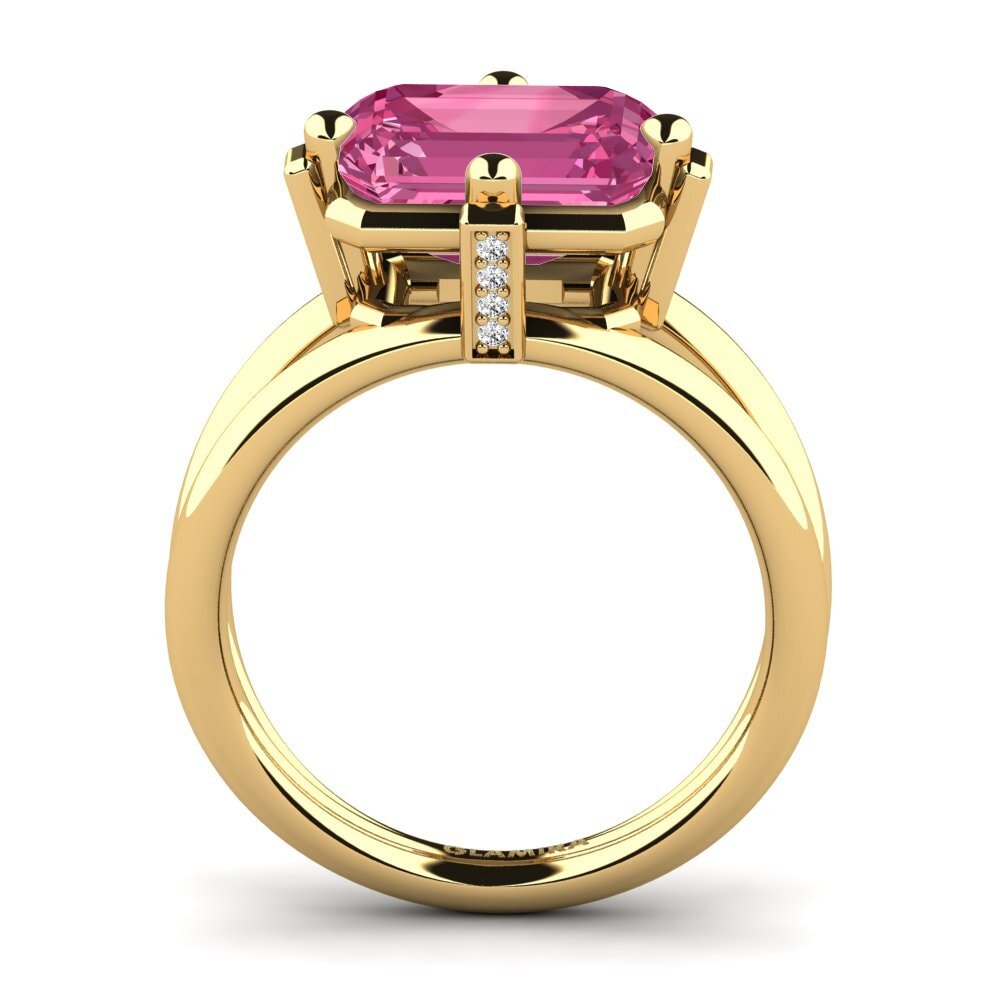 14k Oro Amarillo Turmalina rosa Anillo de compromiso Margies