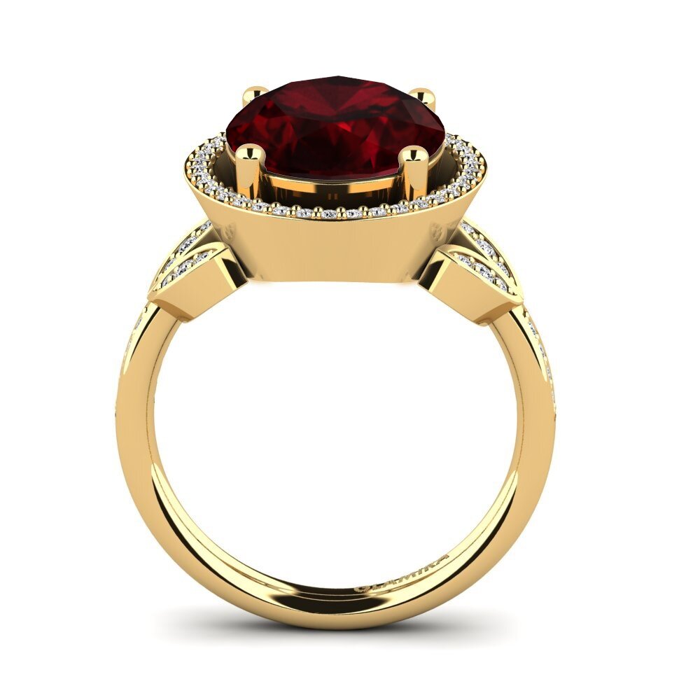 14k Oro Amarillo Granate Anillo Margretha