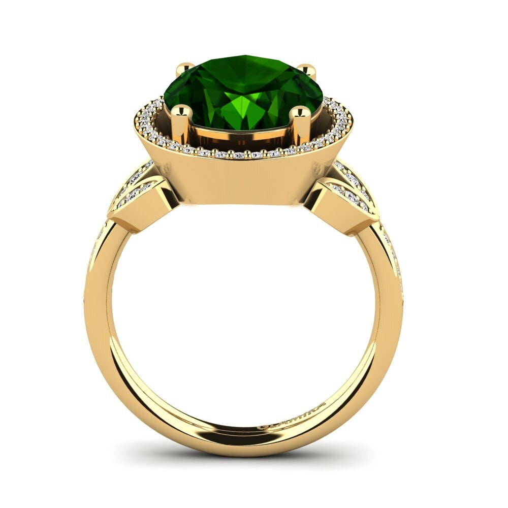 14k Oro Amarillo Turmalina verde Anillo Margretha