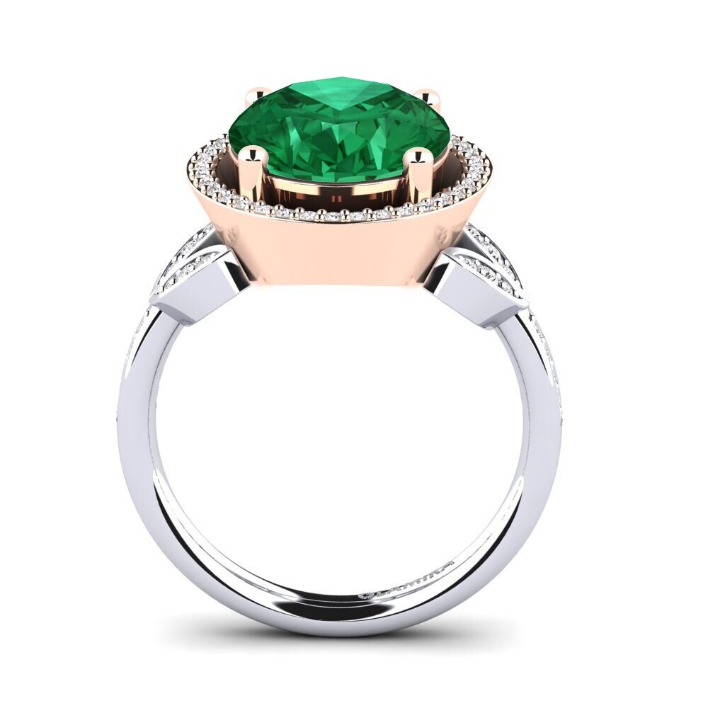 18ct White & Rose Gold Emerald (Lab Created) Ring Margretha