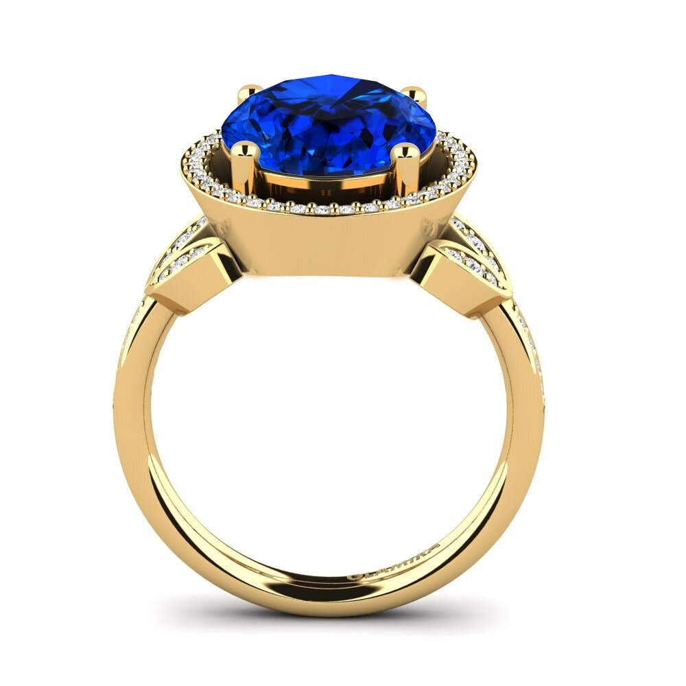 14k Oro Amarillo Safiro (Creado en Laboratorio) Anillo Margretha