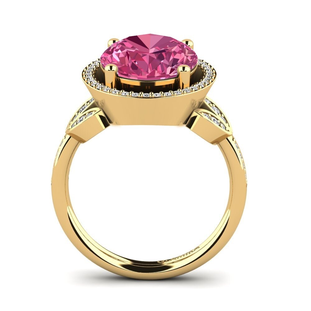 14k Oro Amarillo Turmalina rosa Anillo Margretha