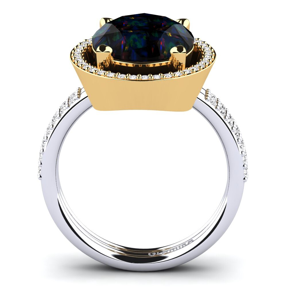 9ct Yellow & White Gold Black Opal Ring Margrie