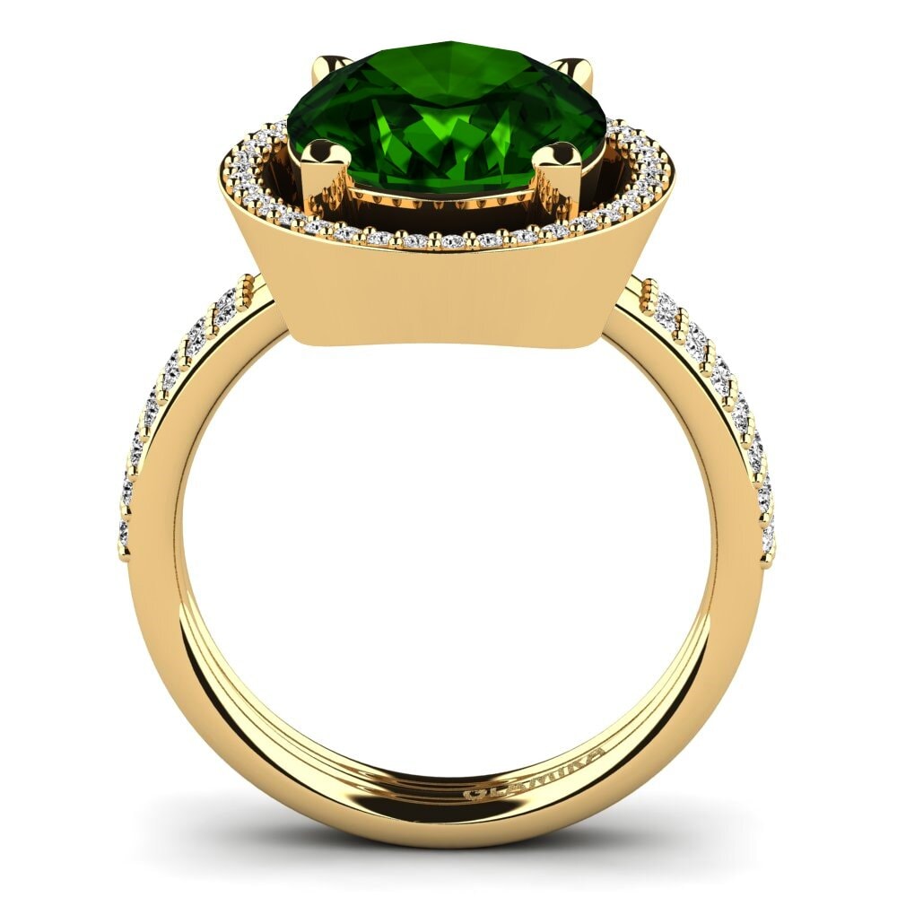 14k Oro Amarillo Turmalina verde Anillo Margrie