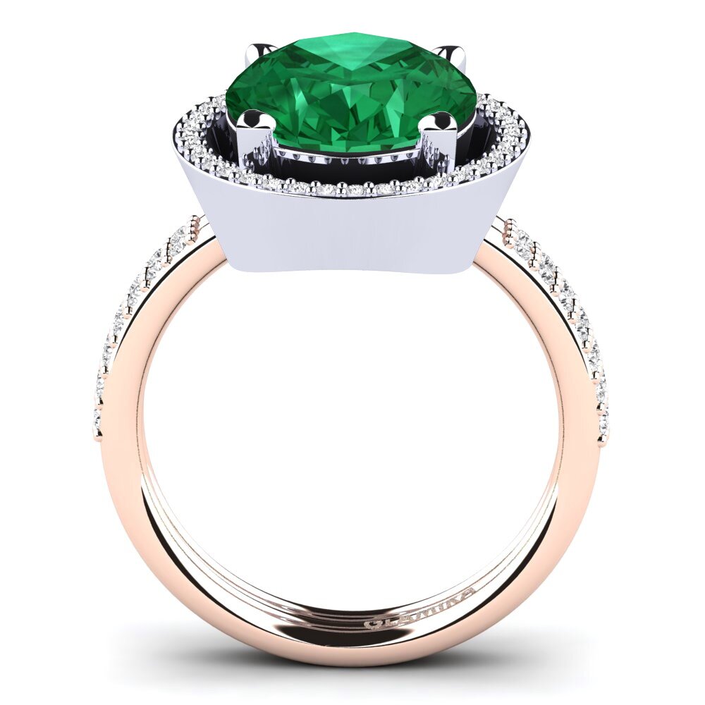 18ct White & Rose Gold Emerald (Lab Created) Ring Margrie