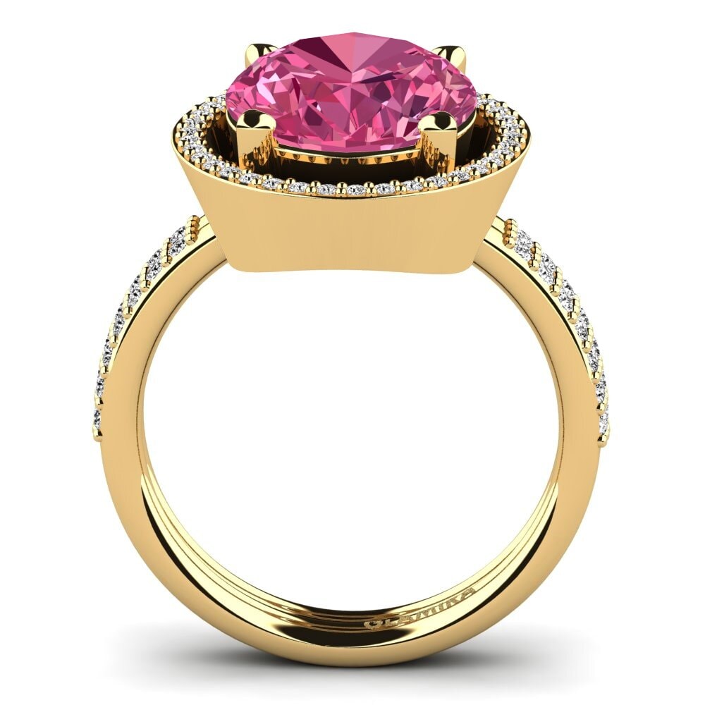 14k Oro Amarillo Turmalina rosa Anillo Margrie