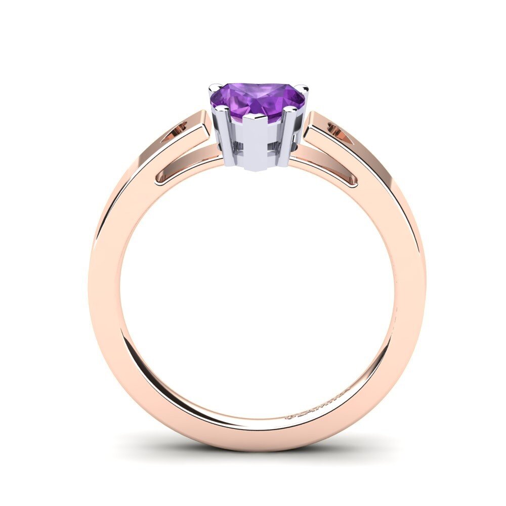 14ct Rose / White Gold Amethyst Women's Ring Marilyn
