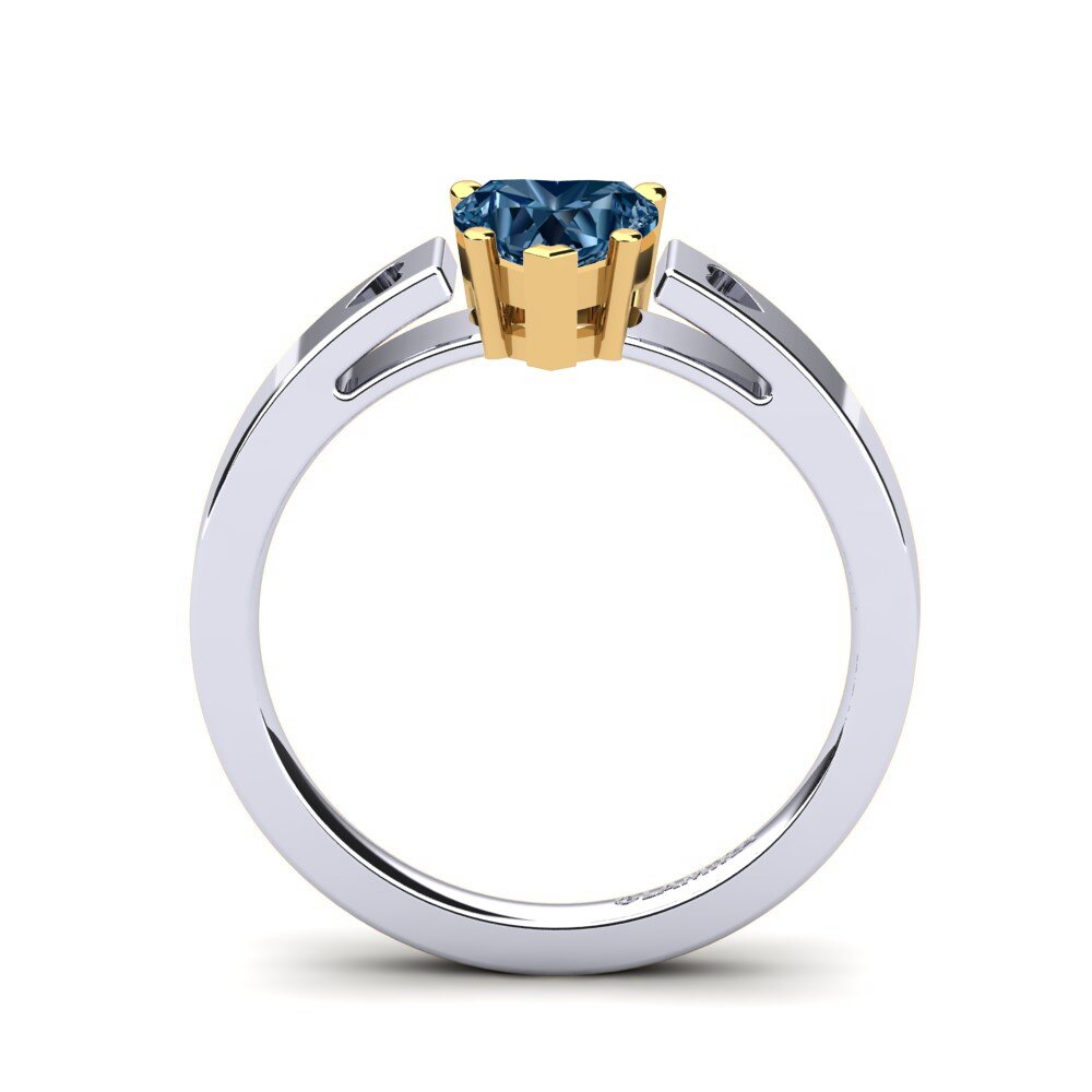 18ct White & Yellow Gold Blue Diamond Women's Ring Marilyn
