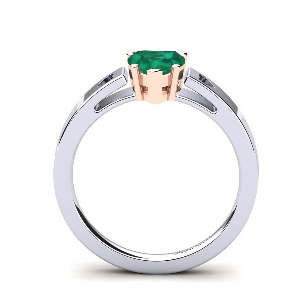 14ct White & Rose Gold Emerald Women's Ring Marilyn
