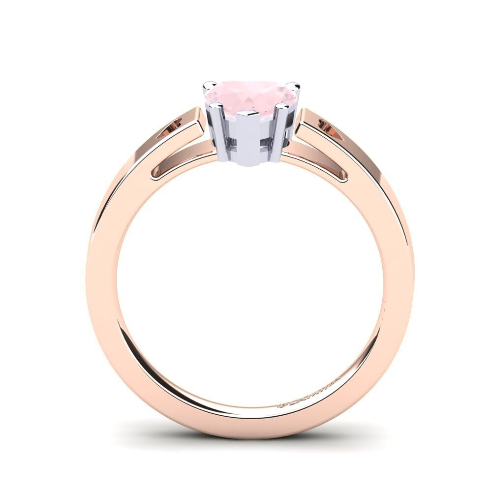 18ct Rose & White Gold Rose Quartz Women's Ring Marilyn