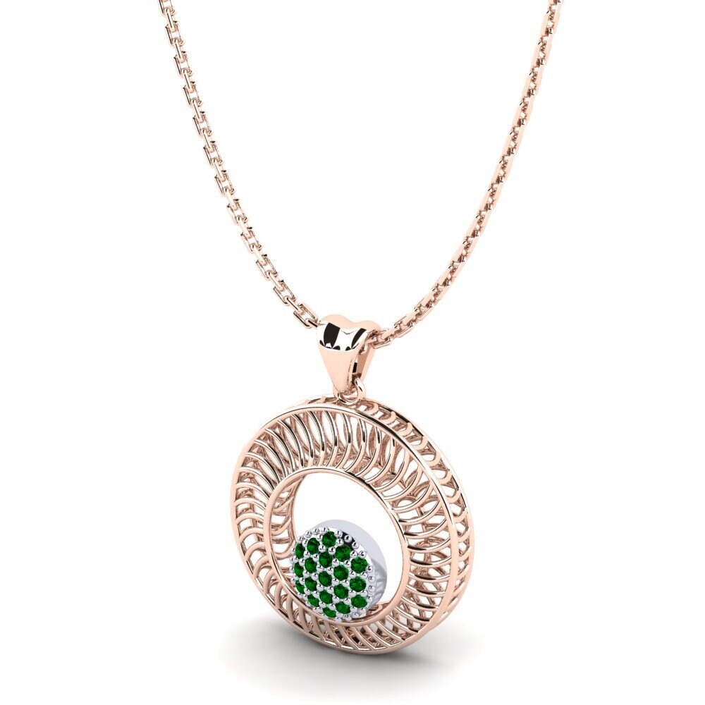 14k Oro Rosa & Blanco Circonita Verde Colgante de Mujer Marlana