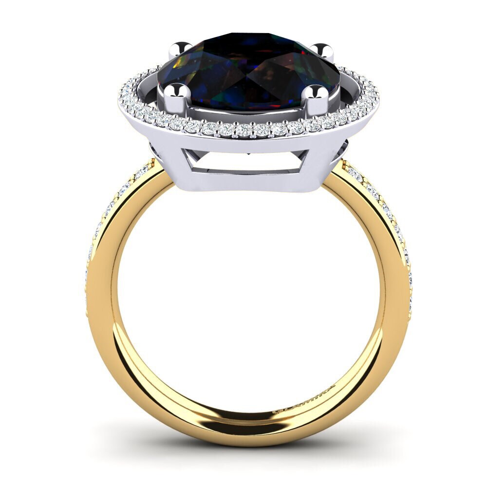9ct Yellow & White Gold Black Opal Ring Marnisha