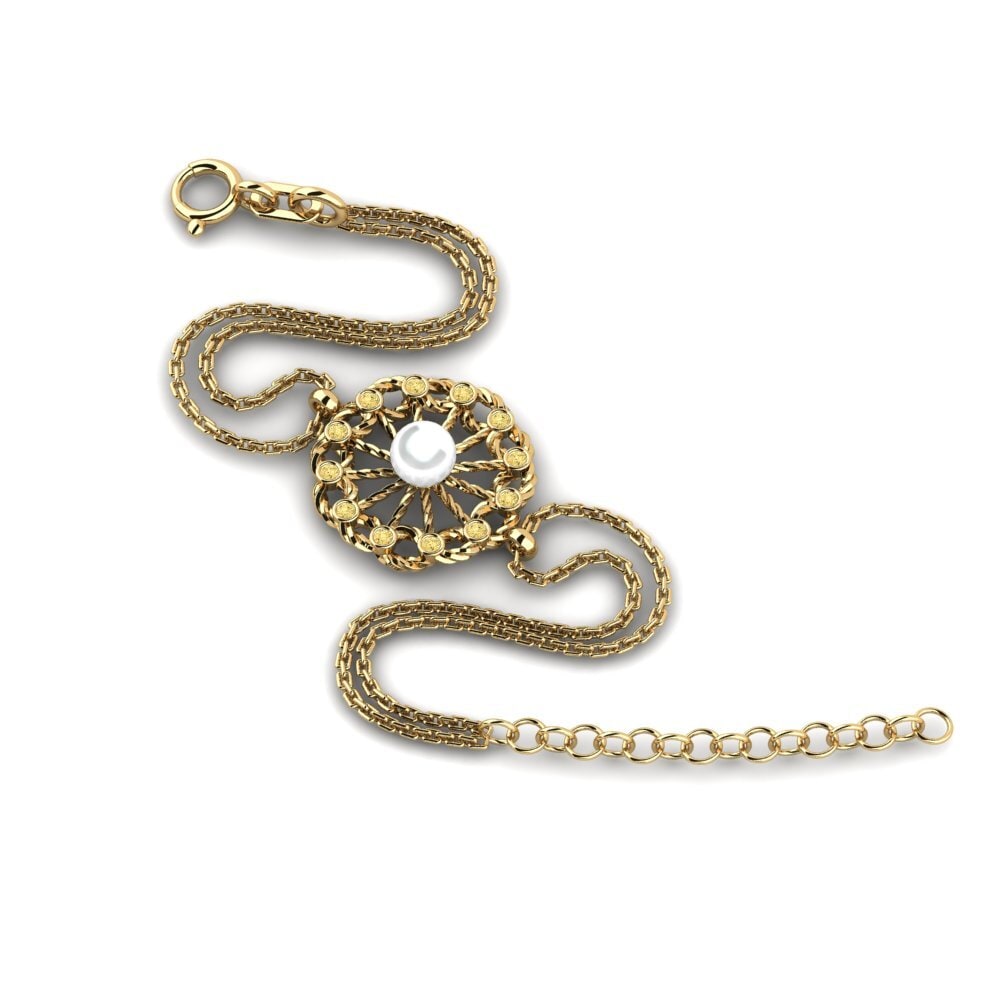 14ct Yellow Gold Yellow Diamond Women's Bracelet Marronnier