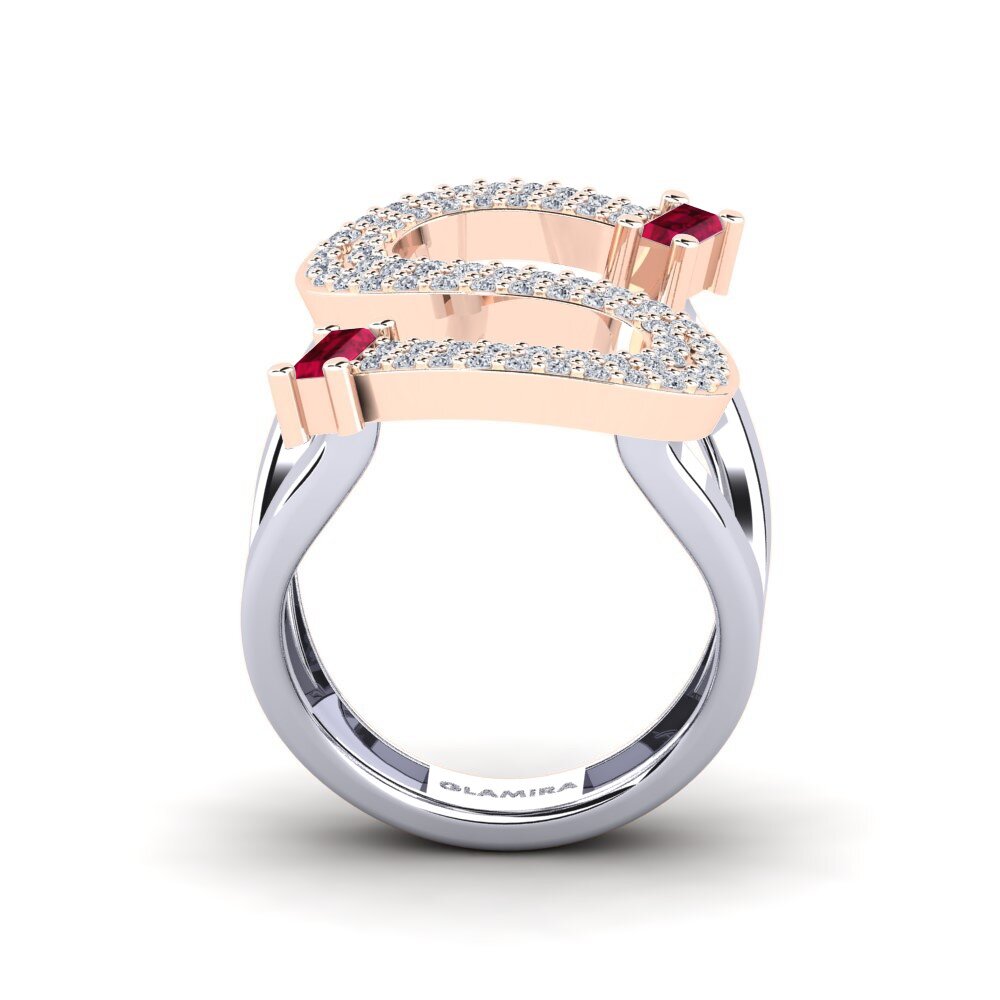 14ct White / Rose Gold Ruby SYLVIE Ring Martox - S