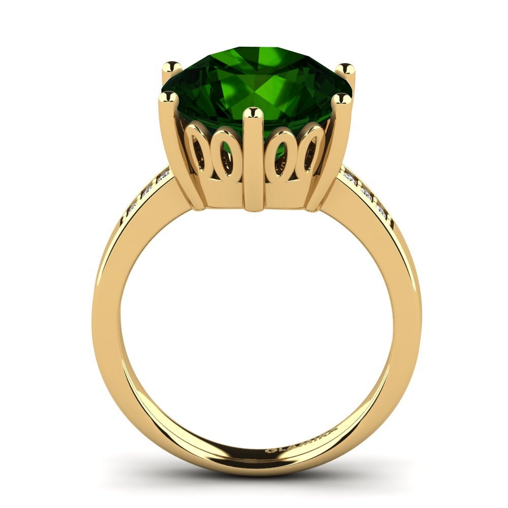14k Oro Amarillo Turmalina verde Anillo Massima