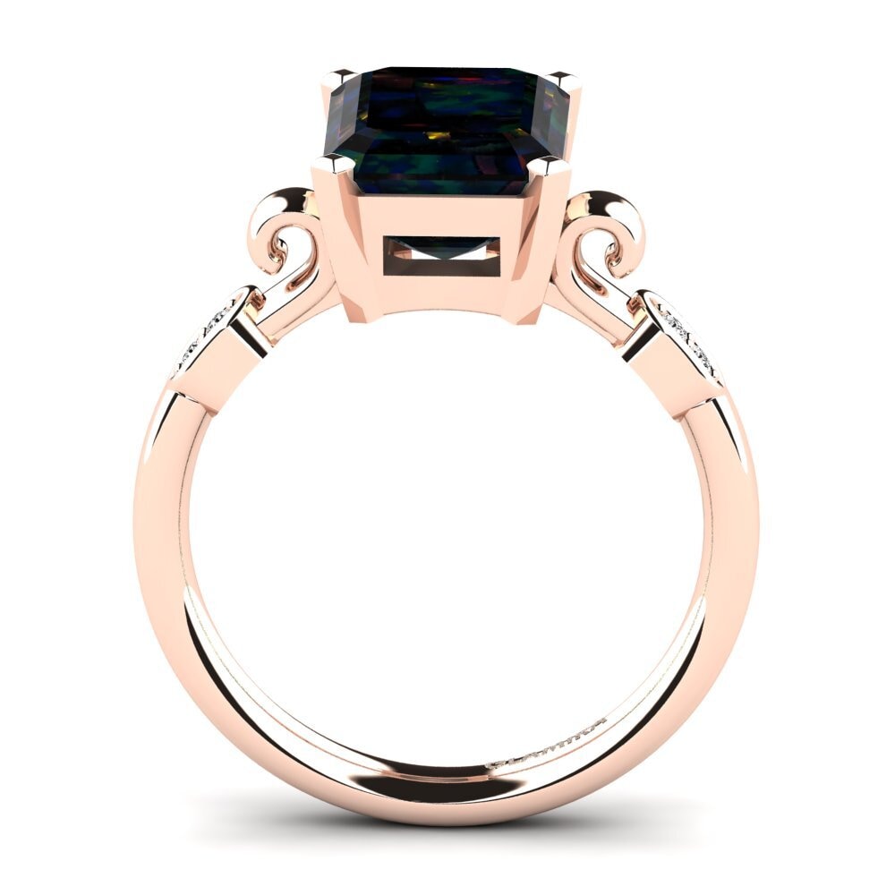 14k Oro Rosa Opalo Negro Anillo de compromiso Mathina