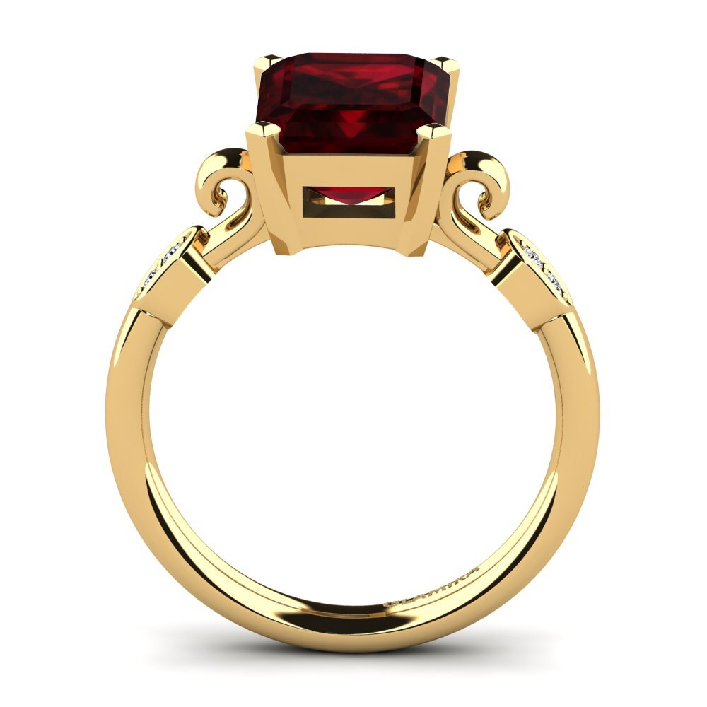 14k Oro Amarillo Granate Anillo de compromiso Mathina