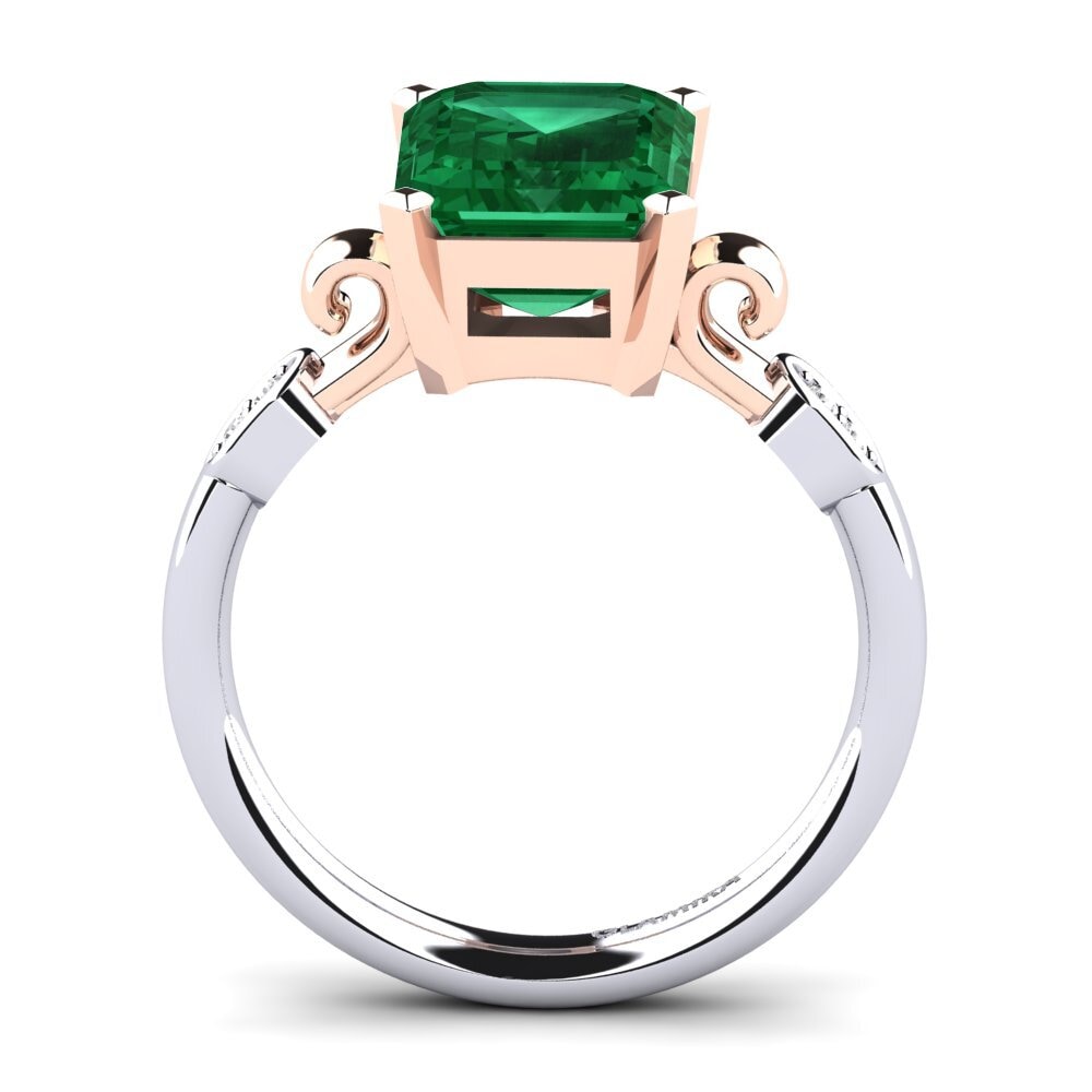 18ct White & Rose Gold Emerald (Lab Created) Engagement Ring Mathina