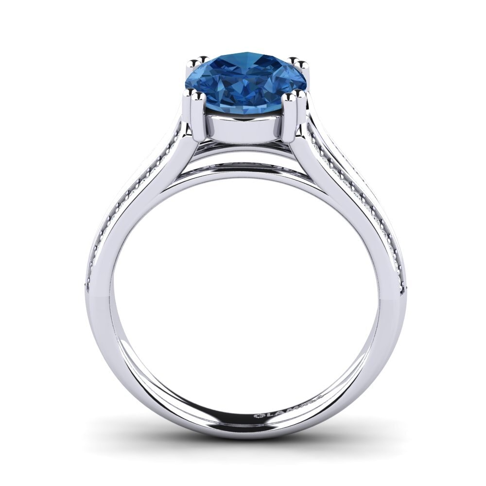 Dark Blue Zirconia Engagement Ring Matteya