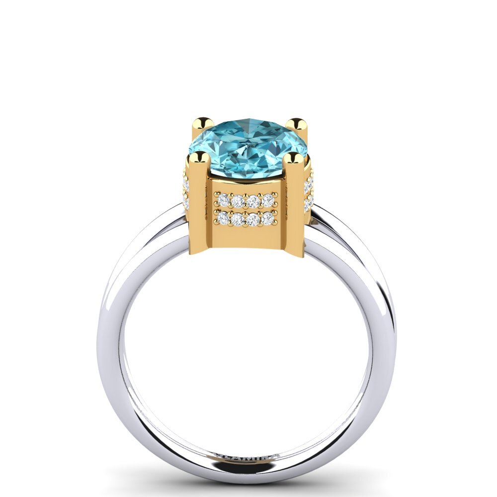 Blue Zircon Engagement Ring Maulika