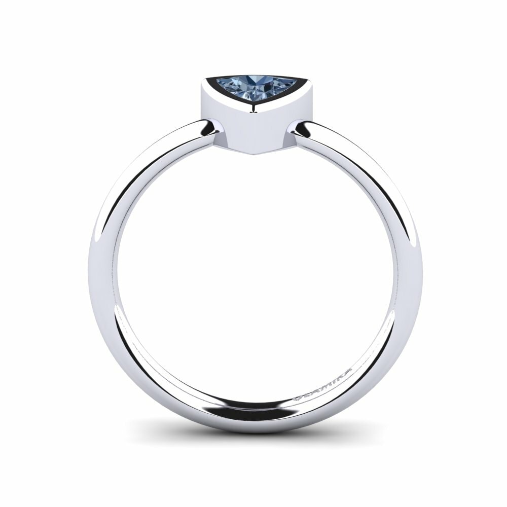 Trillion 0.35 Carat Classic Solitaire Blue Diamond 14k White Gold Engagement Ring Maxson