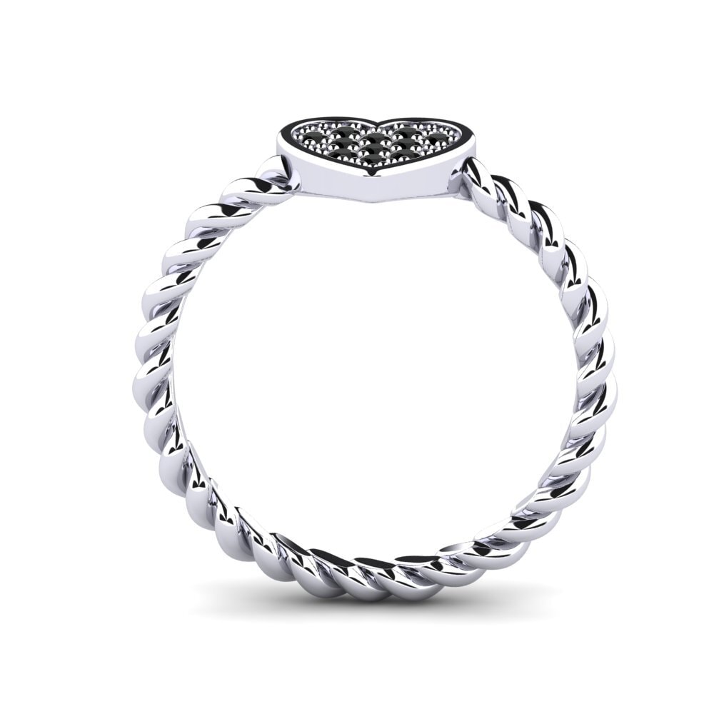 White Silver Black Diamond Ring Melba