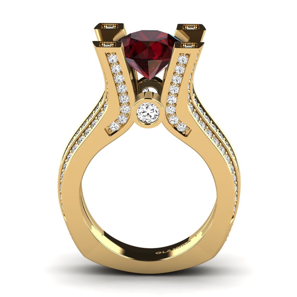14k Oro Amarillo Granate Anillo de compromiso Melita