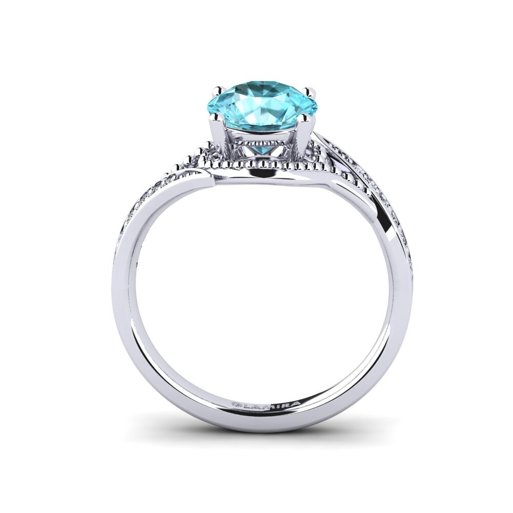 Round Blue Zircon Women's Ring Memeald