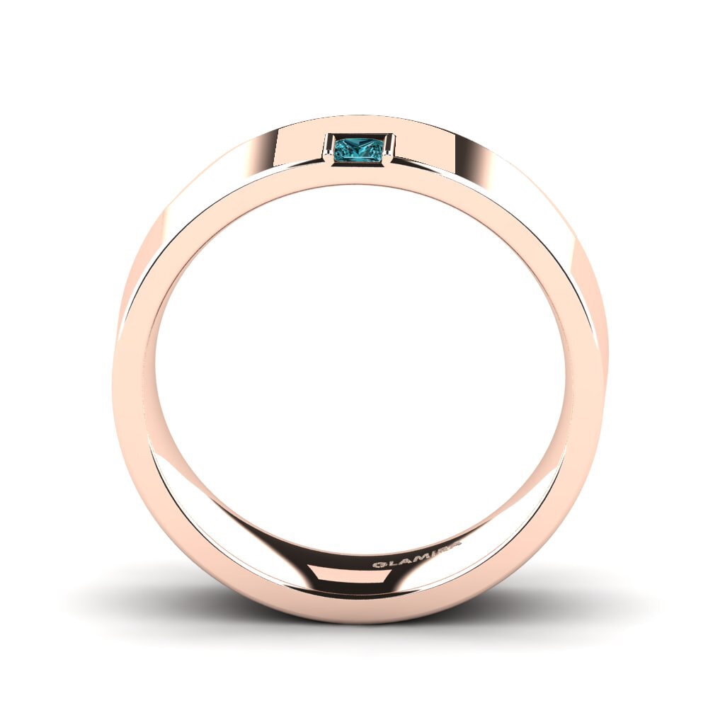 Oro Rosso 585 Diamante Blu Anello da uomo Silent Approval