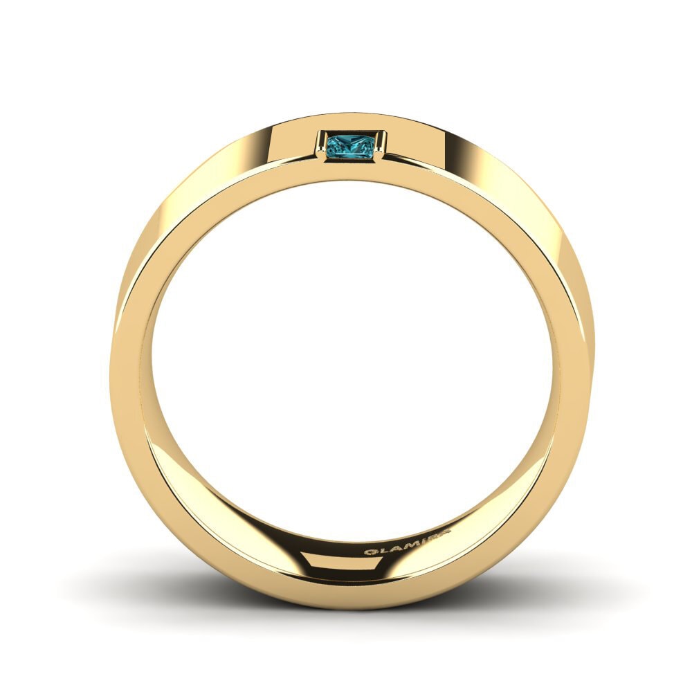 9ct Yellow Gold Blue Diamond Men's Ring Silent Approval