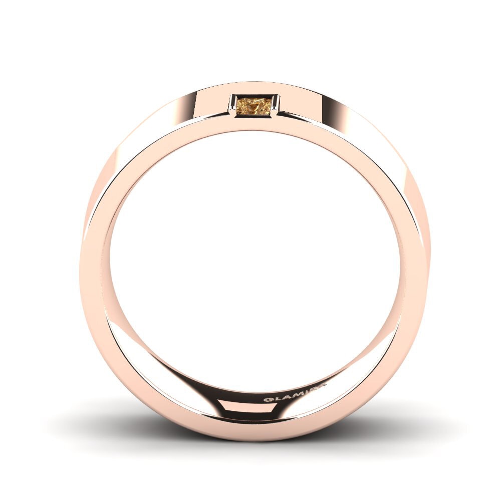 Oro Rosso 585 Diamante Marrone Anello da uomo Silent Approval