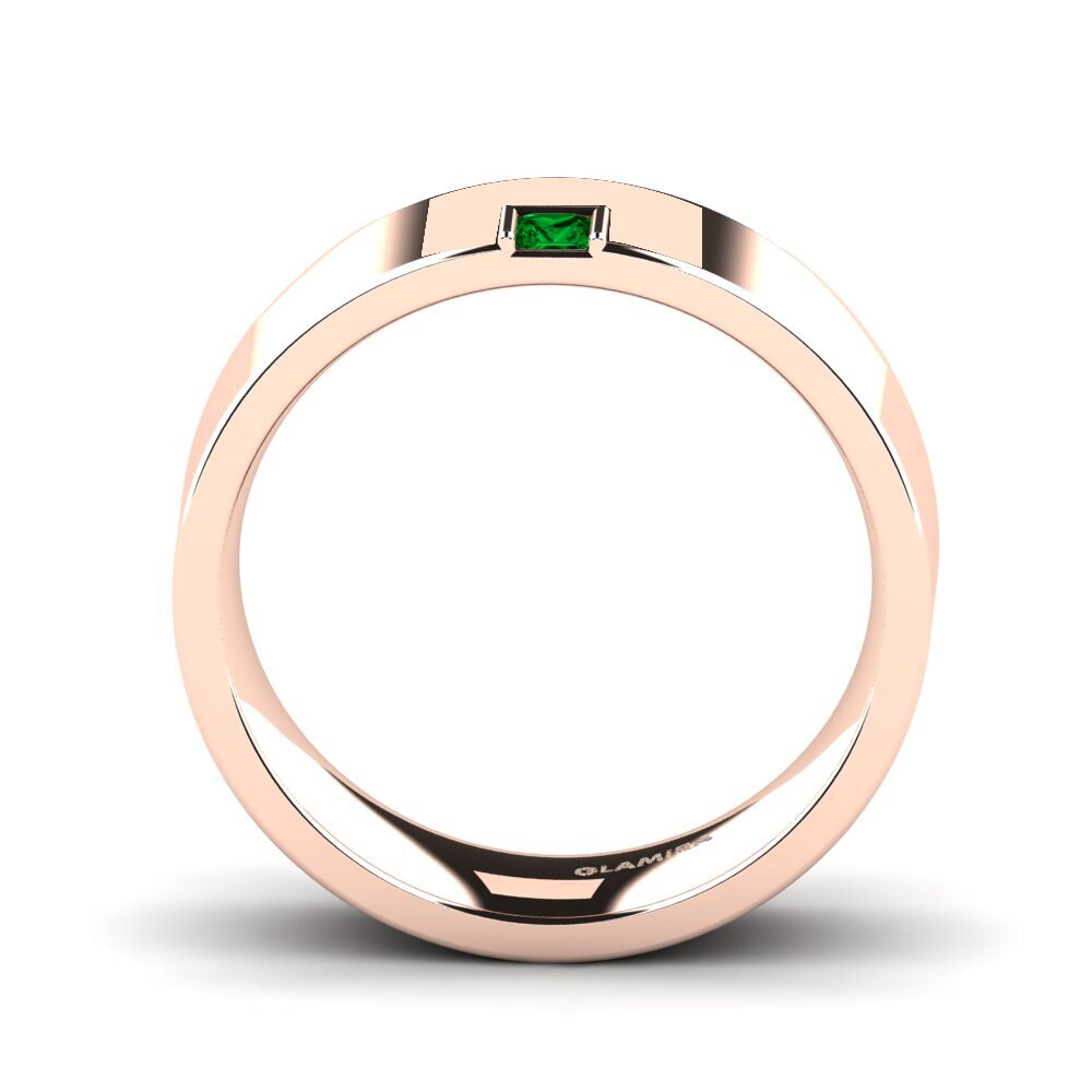 14ct Rose Gold Green Zirconia Men's Ring Silent Approval