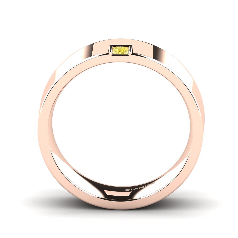 Oro Rosso 585 Zaffiro Giallo Anello da uomo Silent Approval