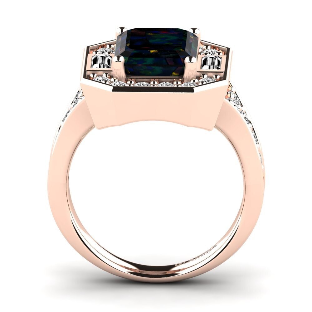 14k Oro Rosa Opalo Negro Anillo de compromiso Micheyla