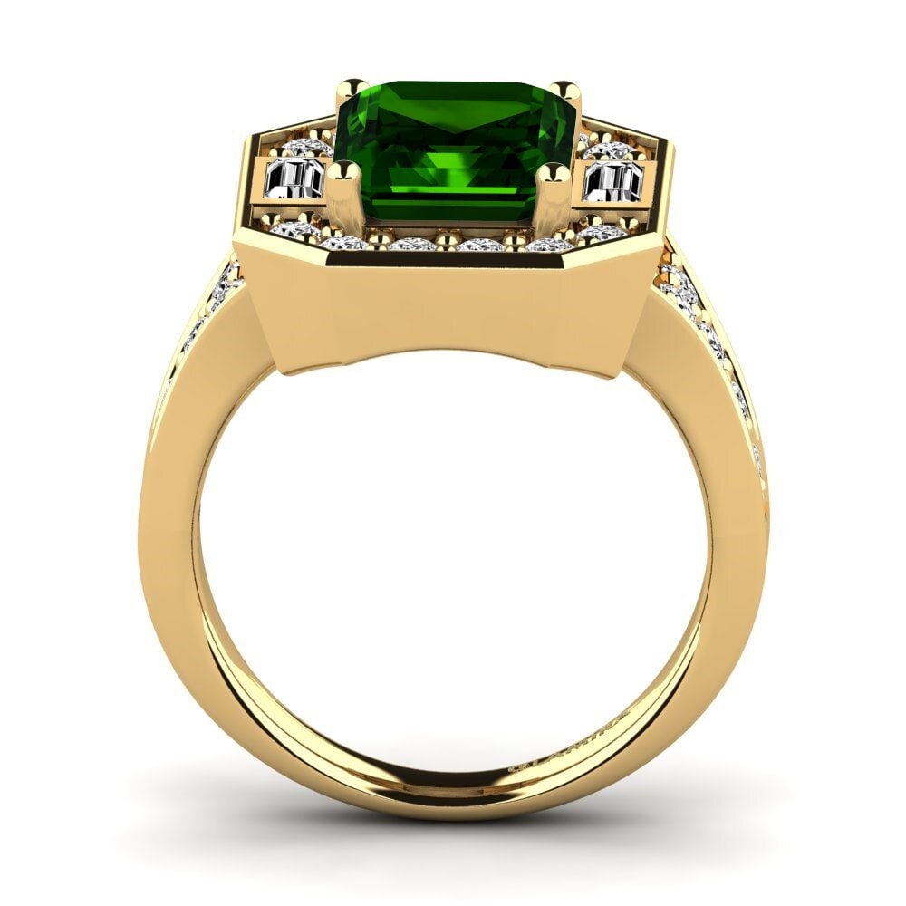 14k Oro Amarillo Turmalina verde Anillo de compromiso Micheyla