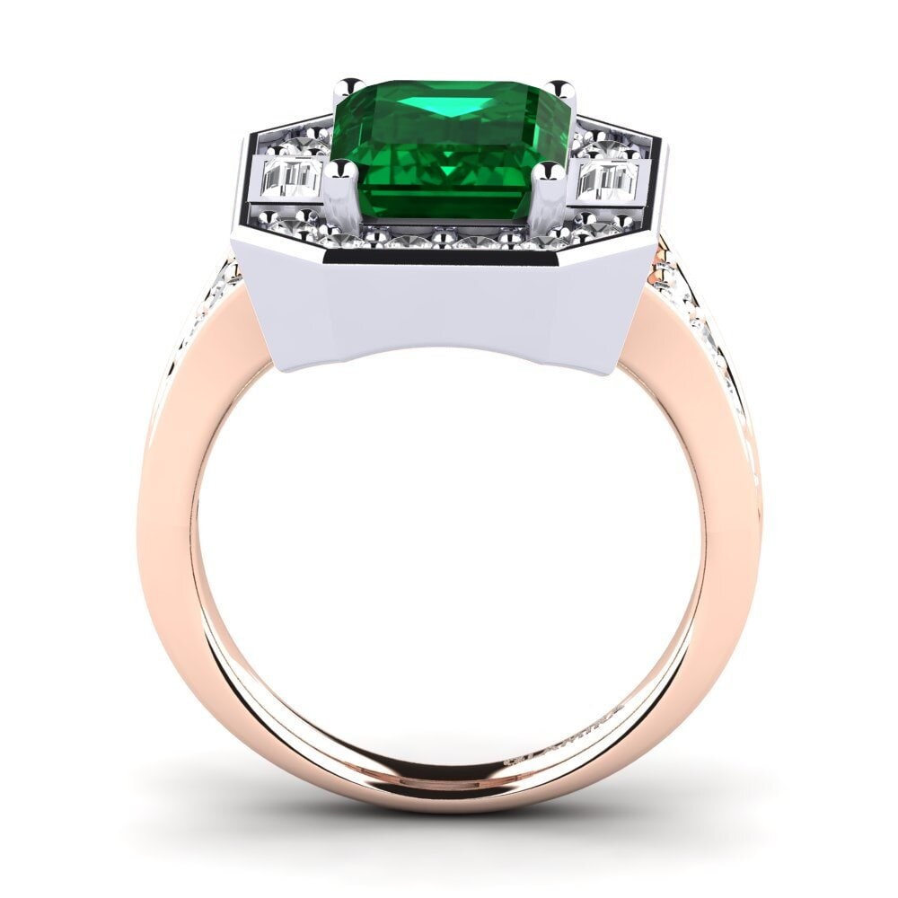18ct Rose & White Gold Emerald (Lab Created) Engagement Ring Micheyla