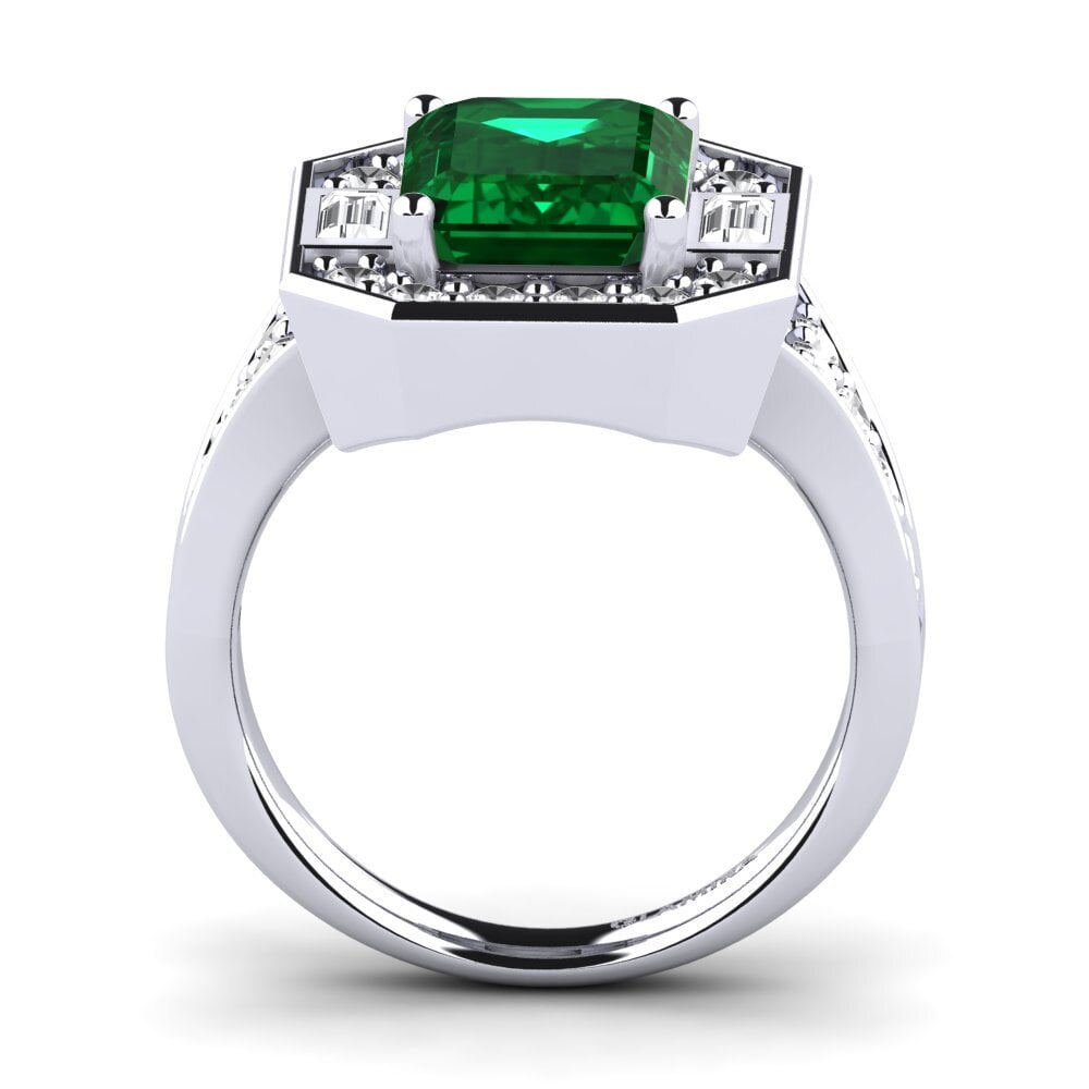 18ct White Gold Emerald (Lab Created) Engagement Ring Micheyla