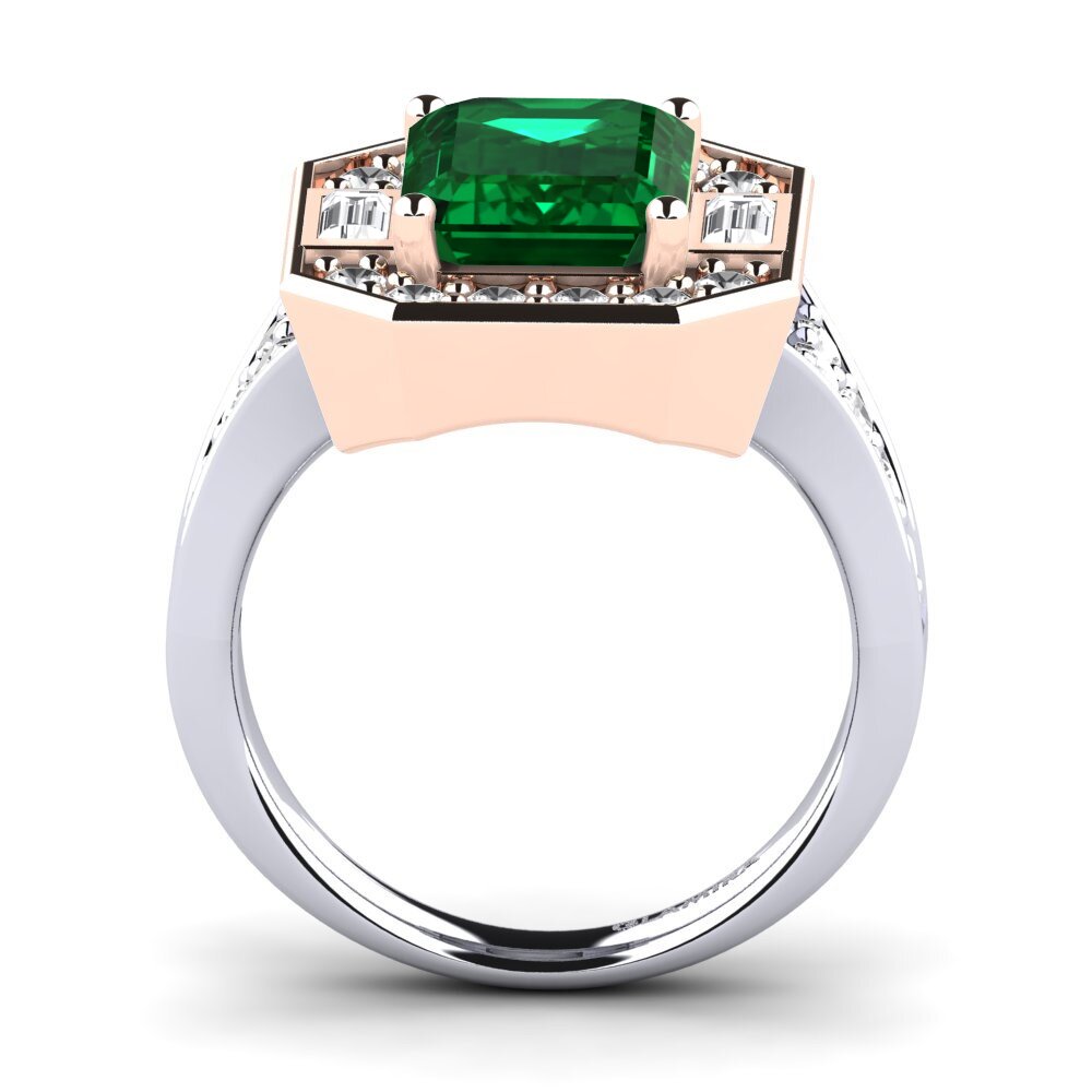 18ct White & Rose Gold Emerald (Lab Created) Engagement Ring Micheyla