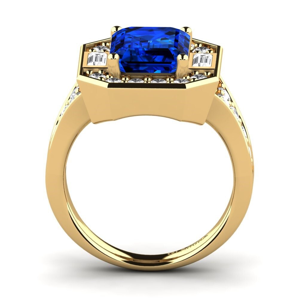14k Oro Amarillo Safiro (Creado en Laboratorio) Anillo de compromiso Micheyla