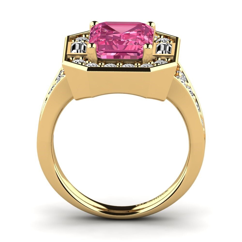 14k Oro Amarillo Turmalina rosa Anillo de compromiso Micheyla