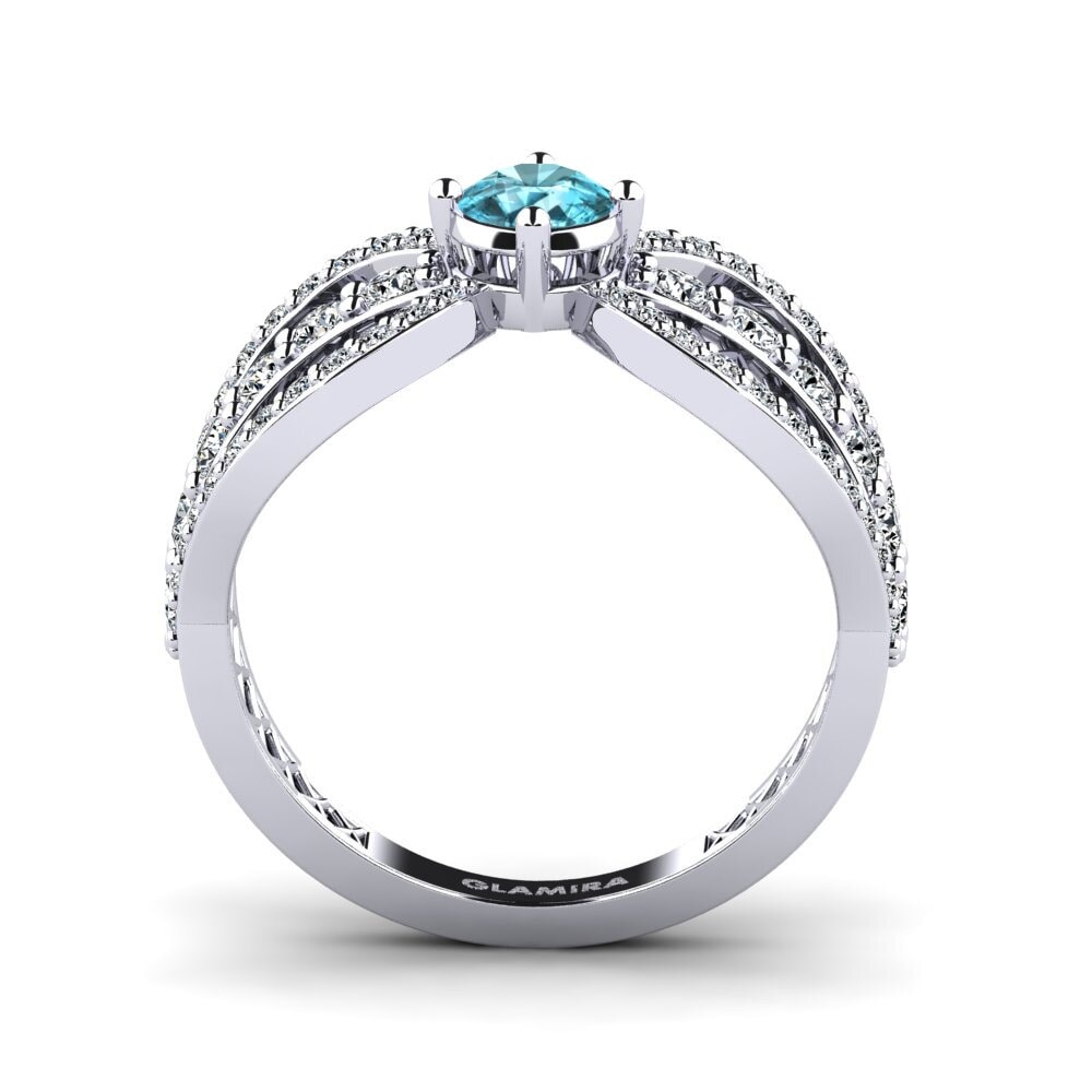 White Silver Blue Zircon Women's Ring Migea