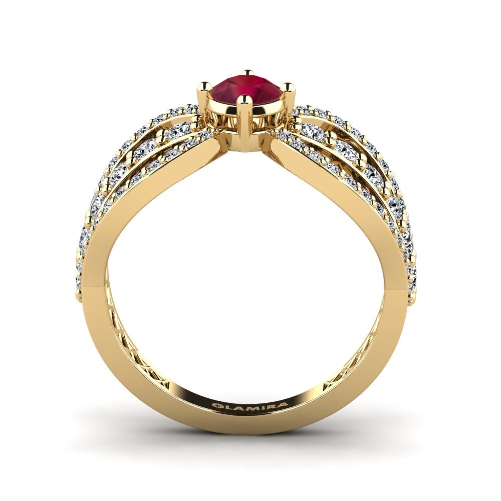 14ct Yellow Gold Ruby Women's Ring Migea
