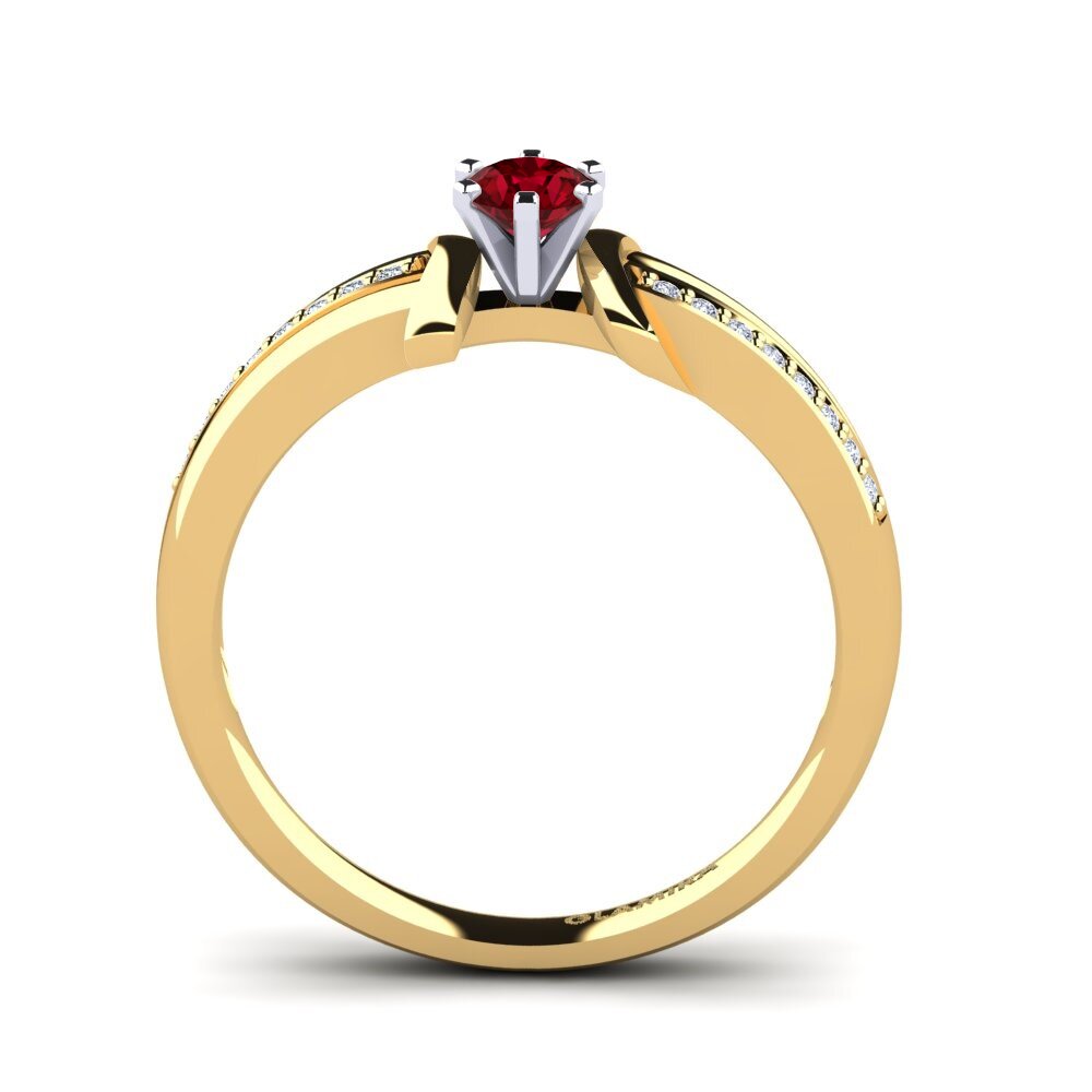 750 Gelb & Weißgold Roter Zirkonia Verlobungsring Mirabella