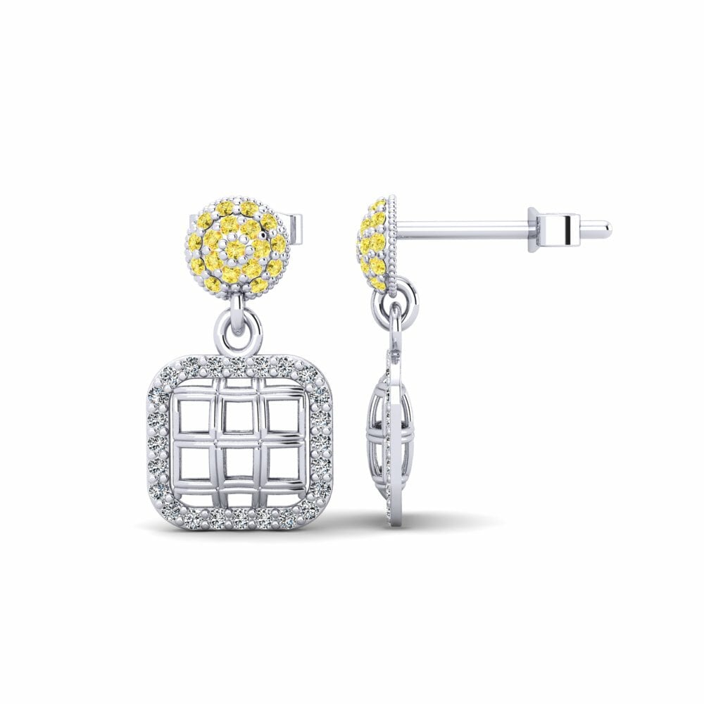 Saphir Jaune Boucle d'oreille femme Mireille